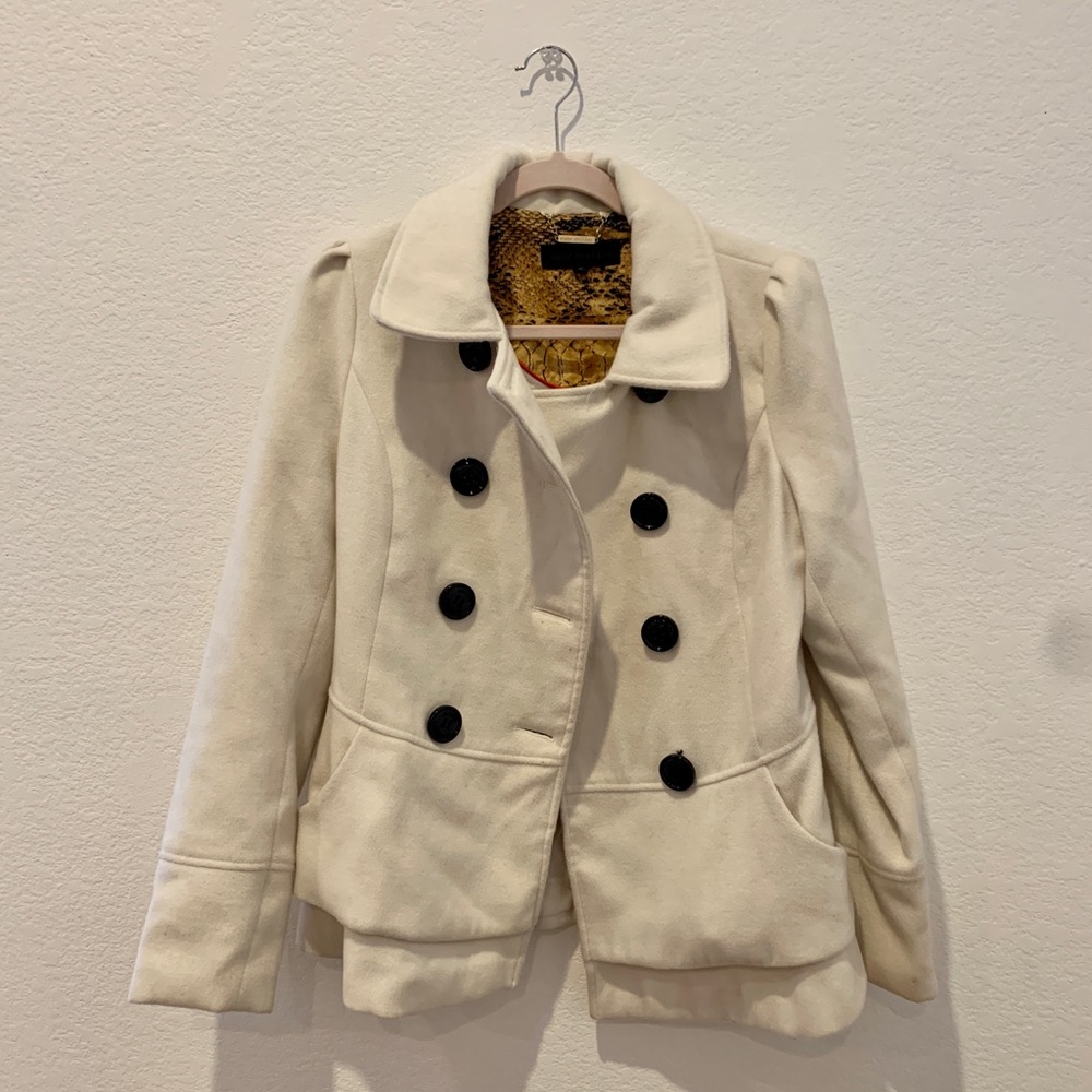 Steve Madden coat, cream w/ black buttons.